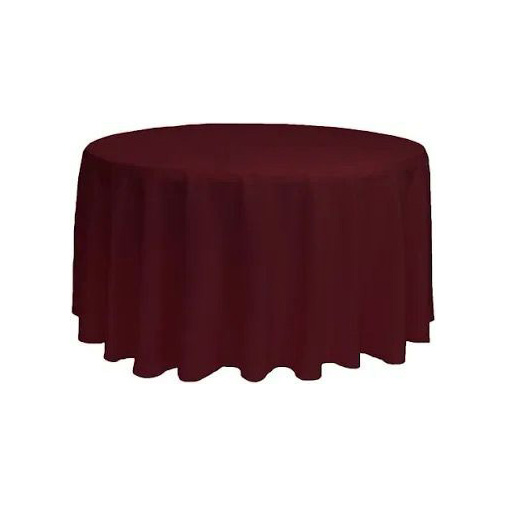Rental Party Burgundy Tablecloth for Rounded Table