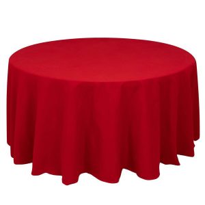 Rental Party Red Tablecloth for Rounded Table